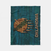 切り分けられるオクラホマの州の旗のヴィンテージ木 フリースブランケット (正面)