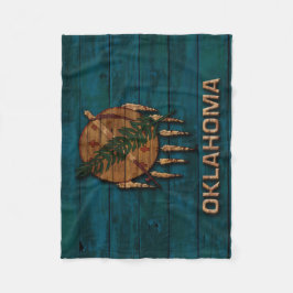 切り分けられるオクラホマの州の旗のヴィンテージ木 フリースブランケット
