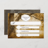 切り分けるヴィンテージの木RSVP 1.0を結婚します 出欠カード (正面/裏面)