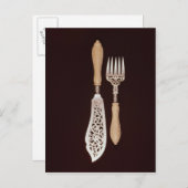 切り刻まれたアイボリー・ハンドルを備えた魚型サーバー ポストカード (正面/裏面)