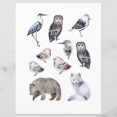 切り取ってコラージュする水色の北欧動物 (正面)