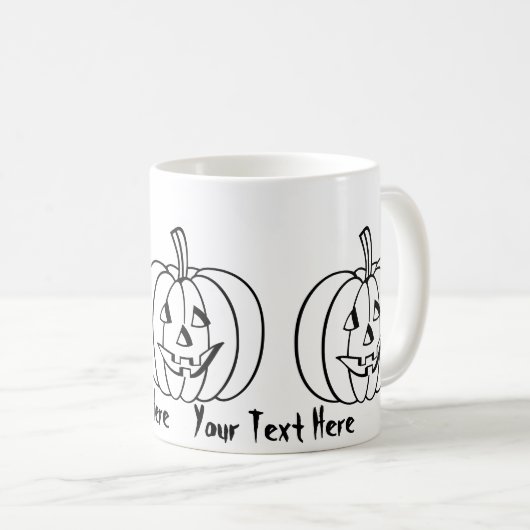 切り取られた顔を搭載するハロウィンのおもしろいなカボチャ コーヒーマグカップ (正面右)