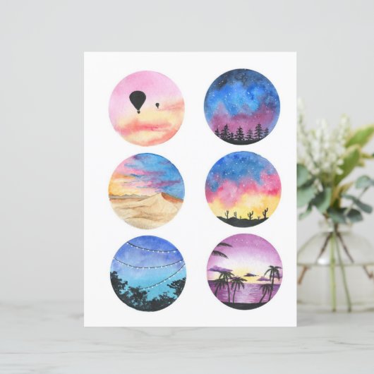 切り取りとコラージュを行う水彩風景円 (スタンド正面)