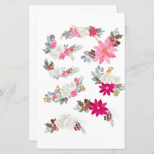 切り取りとコラージュを行う水色花模様 (正面/裏面)