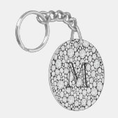 [切り子面]ダイヤモンドGem白灰色黒モノグラム キーホルダー (正面左)
