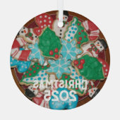 切り抜飾きのクリスマス糖クッキーのプレート ガラスオーナメント (裏面)