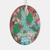 切り抜飾きのクリスマス糖クッキーのプレート ガラスオーナメント (正面右)