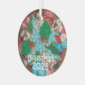 切り抜飾きのクリスマス糖クッキーのプレート ガラスオーナメント (正面左)