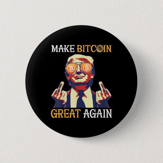切り札で再びBitcoinを素晴らし作るおもしろい 缶バッジ (正面)