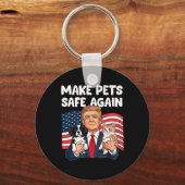 切り株がペットを再びおもしろい安救全にする キーホルダー (正面)