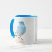 切り株に美しい山のブルーバード マグカップ (正面左)