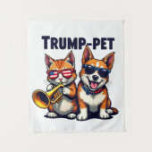 切り株のペットの切り札が再び安全なトランペット タペストリー (正面)