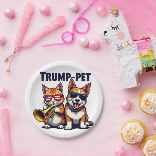 切り株のペットの切り札が再び安全なトランペット ペーパープレート (パーティー)
