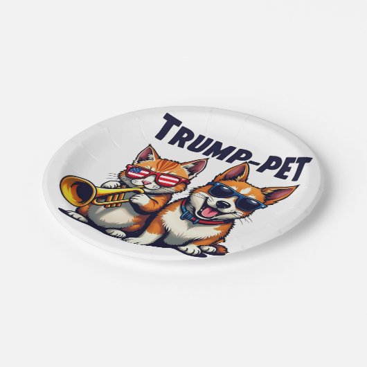 切り株のペットの切り札が再び安全なトランペット ペーパープレート (アングル)