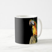 切り株の大きいオレンジおよびティール(緑がかった色)のオウム コーヒーマグカップ (正面右)