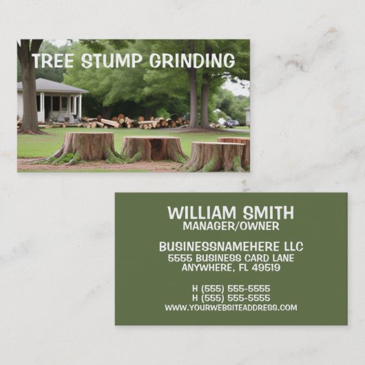 切り株の研削および取り外し名刺 名刺 (正面/裏面)