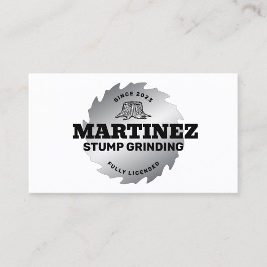 切り株の研削 |ツリーサービスと削除 名刺 (正面)