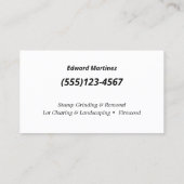 切り株の研削 |ツリーサービスと削除 名刺 (裏面)