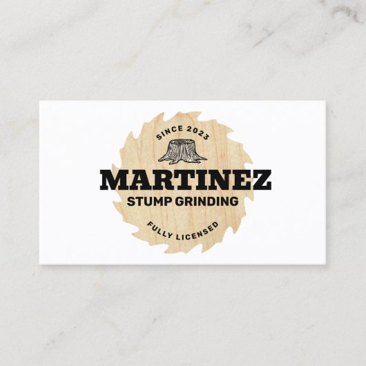 切り株の研削 |ツリーサービスと削除 名刺 (正面)