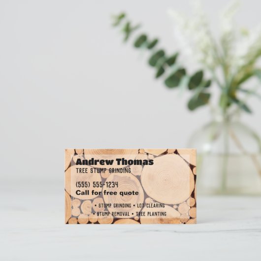 切り株の研削 名刺 (スタンド正面)