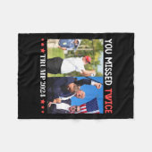 切り株の試み切り株2024あなた恋しく思の2回 フリースブランケット (正面(横))