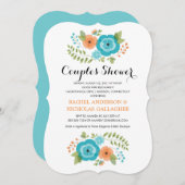 切り立った夏の花 |カップルのシャワー 招待状 (正面/裏面)