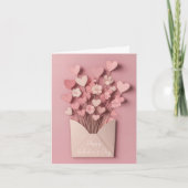 切り紙のハートと花のバレンタイン・グリーティング シーズンカード (正面)