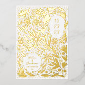 切り素朴花の日付を保存 箔招待状 (正面)