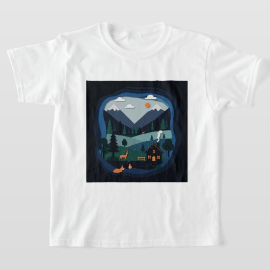 切り絵イラスト Tシャツ (レイダウン)