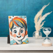 切り絵風のかわいい夢の少年 フォトプラーク (側面)