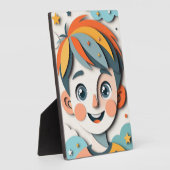 切り絵風のかわいい夢の少年 フォトプラーク (側面)