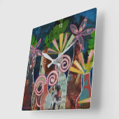 切り花アート付き時計 スクエア壁時計 (傾斜)