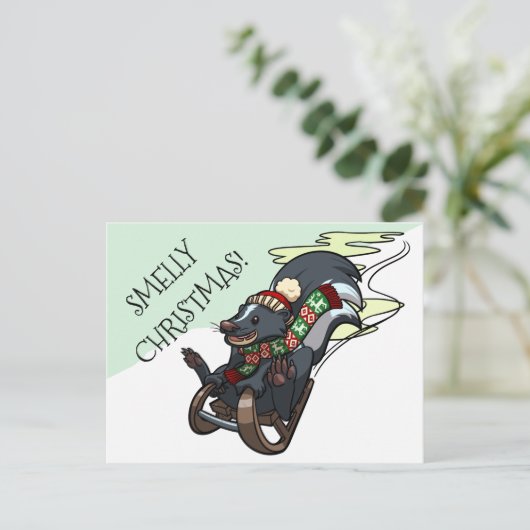 切り詰められた臭いクリスマスのスリング漫画に乗る シーズンポストカード (スタンド正面)