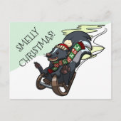 切り詰められた臭いクリスマスのスリング漫画に乗る シーズンポストカード (正面)