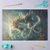 切り離された海で鮮やかに着色された海馬 薄葉紙 (クラフト)