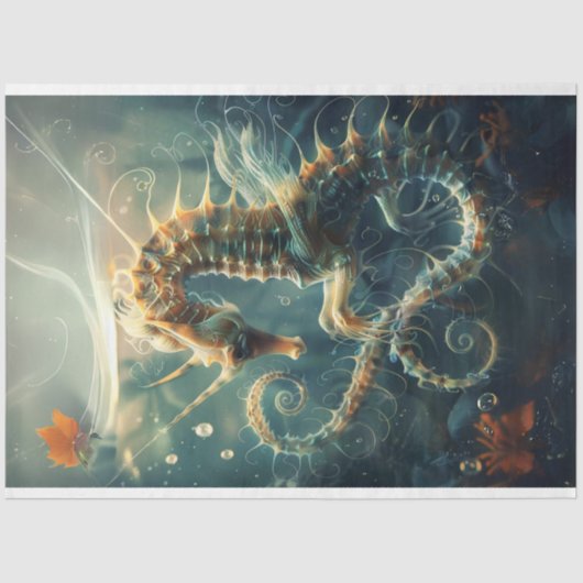 切り離された海で鮮やかに着色された海馬 薄葉紙 (正面)