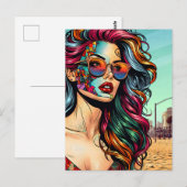 切り離された芸術 |抽象芸術の女性ビーチ ポストカード (正面/裏面)