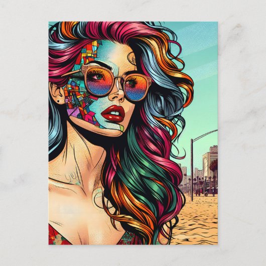 切り離された芸術 |抽象芸術の女性ビーチ ポストカード (正面)