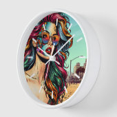 切り離された芸術 |抽象芸術の女性ビーチ 壁時計 (傾斜)