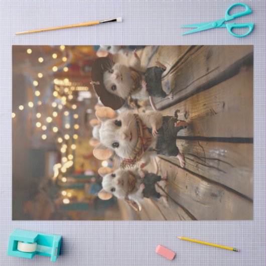 切り離しお洒落行踊りネズミ 薄葉紙 (クラフト)