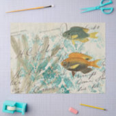 切り離した魚書や海藻 薄葉紙 (クラフト)