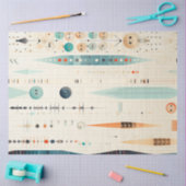 切り離し抽象芸術図形パターンブルーオレンジ 薄葉紙 (クラフト)