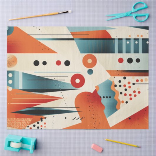 切り離し抽象芸術幾何形状の鮮やか色 薄葉紙 (クラフト)