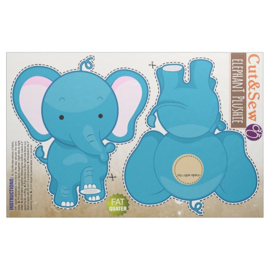 切り、縫って下さい: 青い象 ファブリック (ファットクウォーター)