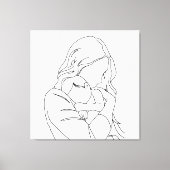 切れない絆 - 母と子の線画 キャンバスプリント (正面)