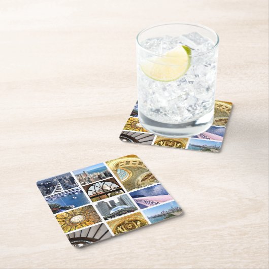 切れのシカゴ スクエアペーパーコースター (インサイチュ)