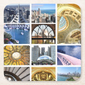 切れのシカゴ スクエアペーパーコースター (正面)