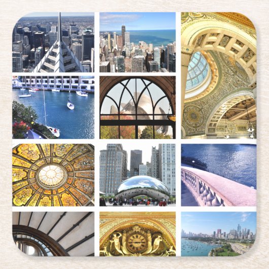 切れのシカゴ スクエアペーパーコースター (正面)