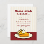 切れのプレートの感謝祭の夕食のパンプキンパイ 招待状 (正面/裏面)
