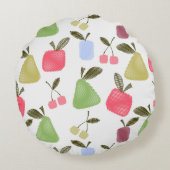 切れ目のない傷をつけた漫画の果実のリンゴの梨 ラウンドクッション (裏面)